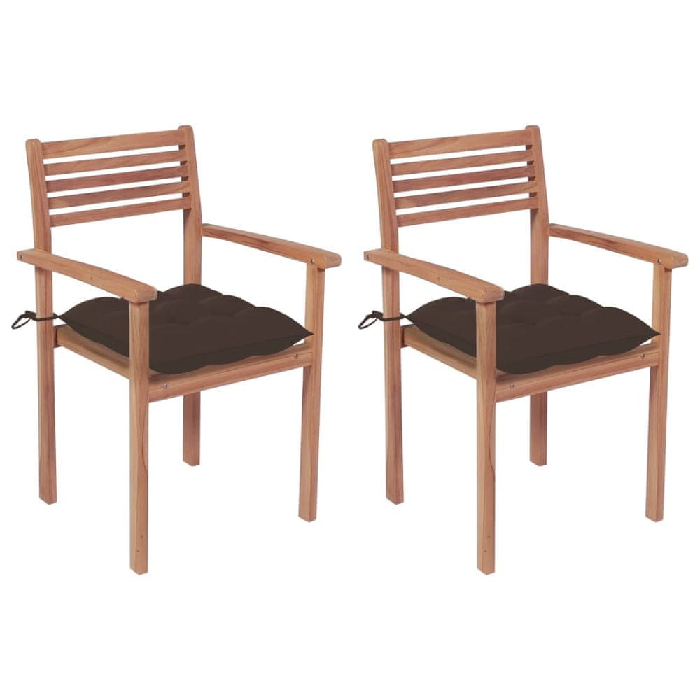 Petromila vidaXL Záhradné stoličky 2 ks hnedosivé podložky teakový masív